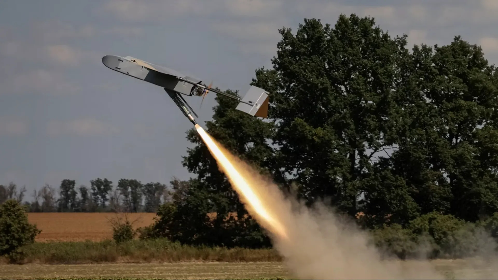 A midrange drone launched by the Unmanned Systems Forces in the Kharkiv region, Ukraine, Aug. 16. Sofiia Gatilova/Reuters